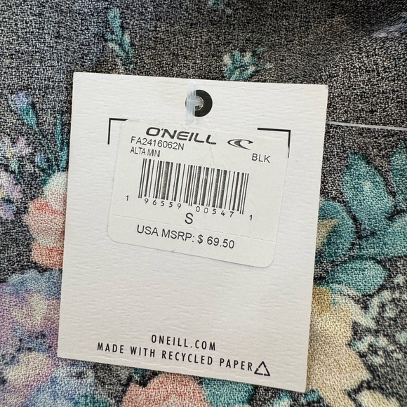 O'Neill Black Floral Alta Ruffle-Hem Mini Dress Sz Small Open Back NWT - Picture 6 of 9